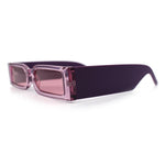 Squared Narrow Rectangle Plastic Thick Temple Slick Minimalist Sunglasses