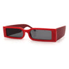 Squared Narrow Rectangle Plastic Thick Temple Slick Minimalist Sunglasses