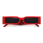 Squared Narrow Rectangle Plastic Thick Temple Slick Minimalist Sunglasses