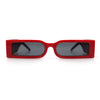 Squared Narrow Rectangle Plastic Thick Temple Slick Minimalist Sunglasses