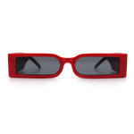 Squared Narrow Rectangle Plastic Thick Temple Slick Minimalist Sunglasses