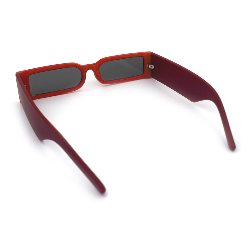 Squared Narrow Rectangle Plastic Thick Temple Slick Minimalist Sunglasses