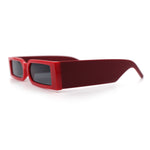 Squared Narrow Rectangle Plastic Thick Temple Slick Minimalist Sunglasses