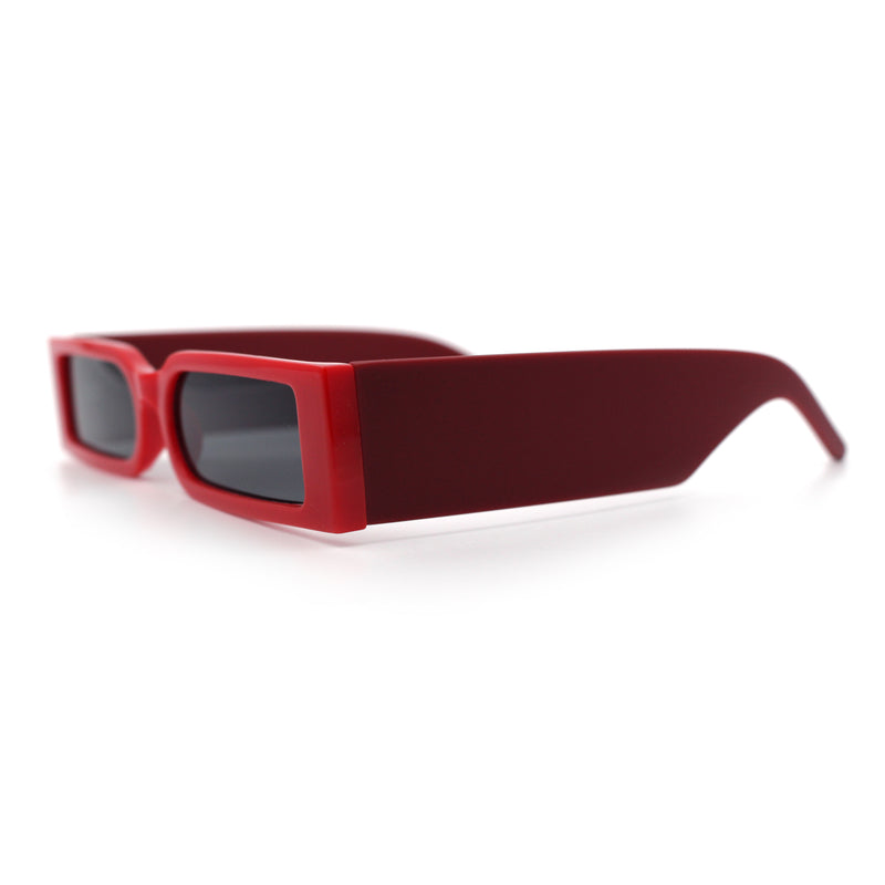 Squared Narrow Rectangle Plastic Thick Temple Slick Minimalist Sunglasses