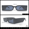Squared Narrow Rectangle Plastic Thick Temple Slick Minimalist Sunglasses