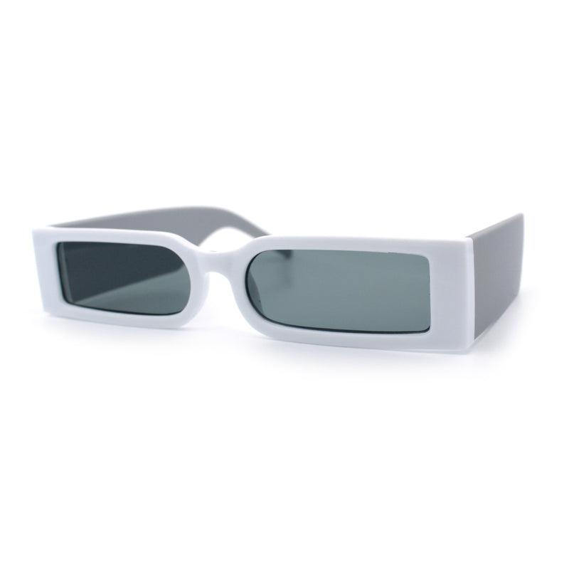Squared Narrow Rectangle Plastic Thick Temple Slick Minimalist Sunglasses