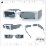 Squared Narrow Rectangle Plastic Thick Temple Slick Minimalist Sunglasses