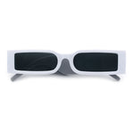 Squared Narrow Rectangle Plastic Thick Temple Slick Minimalist Sunglasses