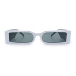 Squared Narrow Rectangle Plastic Thick Temple Slick Minimalist Sunglasses