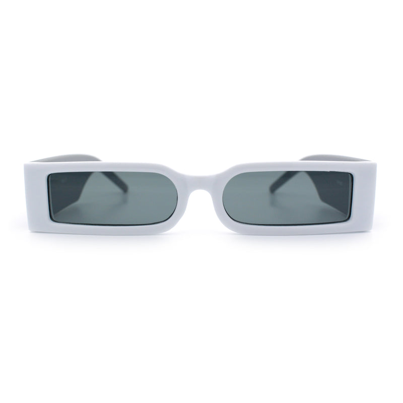 Squared Narrow Rectangle Plastic Thick Temple Slick Minimalist Sunglasses