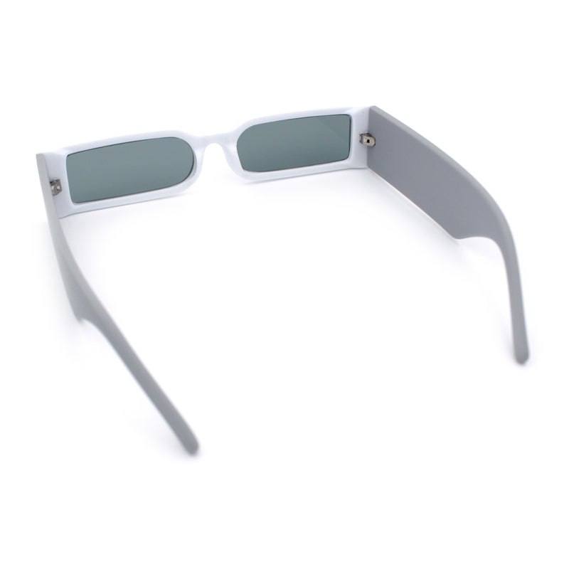 Squared Narrow Rectangle Plastic Thick Temple Slick Minimalist Sunglasses