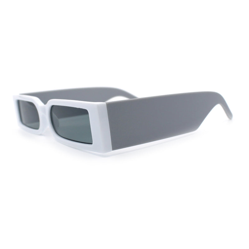 Squared Narrow Rectangle Plastic Thick Temple Slick Minimalist Sunglasses
