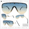 Metal Stud Flat Top Half Rim Rimless Shield Oversized Racer Sunglasses