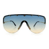 Metal Stud Flat Top Half Rim Rimless Shield Oversized Racer Sunglasses