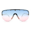 Metal Stud Flat Top Half Rim Rimless Shield Oversized Racer Sunglasses
