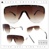 Metal Stud Flat Top Half Rim Rimless Shield Oversized Racer Sunglasses