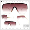 Metal Stud Flat Top Half Rim Rimless Shield Oversized Racer Sunglasses