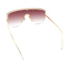 Metal Stud Flat Top Half Rim Rimless Shield Oversized Racer Sunglasses