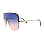 Metal Stud Flat Top Half Rim Rimless Shield Oversized Racer Sunglasses