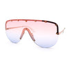 Metal Stud Flat Top Half Rim Rimless Shield Oversized Racer Sunglasses