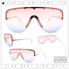 Metal Stud Flat Top Half Rim Rimless Shield Oversized Racer Sunglasses
