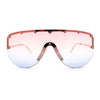 Metal Stud Flat Top Half Rim Rimless Shield Oversized Racer Sunglasses