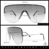 Metal Stud Flat Top Half Rim Rimless Shield Oversized Racer Sunglasses