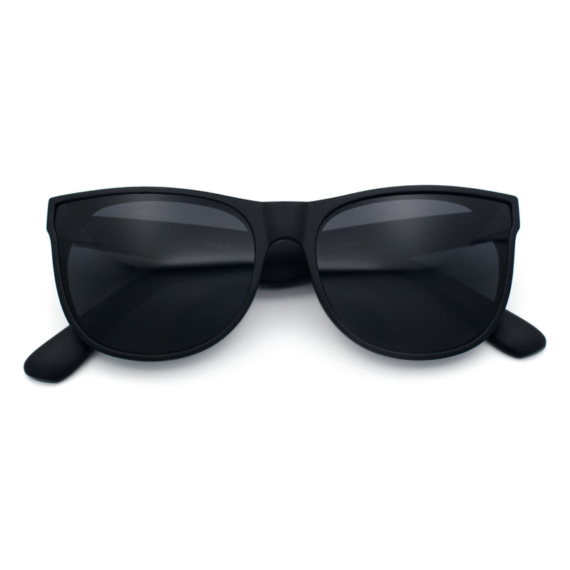 All Black Matte Inset Lens Trendy Hipster Horn Rim Plastic Sunglasses