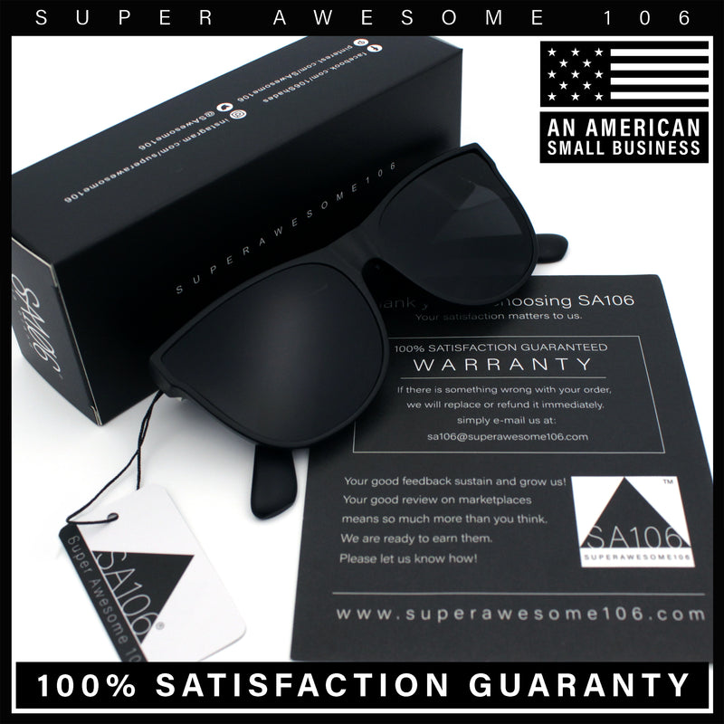 All Black Matte Inset Lens Trendy Hipster Horn Rim Plastic Sunglasses