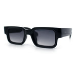 Narrow Rectangle Horn Rim Gentlmanly Thick Beveled Plastic Sunglasses