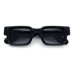Narrow Rectangle Horn Rim Gentlmanly Thick Beveled Plastic Sunglasses