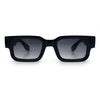 Narrow Rectangle Horn Rim Gentlmanly Thick Beveled Plastic Sunglasses