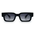 Narrow Rectangle Horn Rim Gentlmanly Thick Beveled Plastic Sunglasses