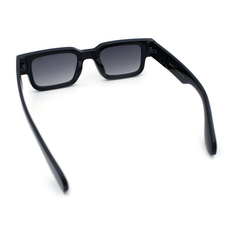 Narrow Rectangle Horn Rim Gentlmanly Thick Beveled Plastic Sunglasses