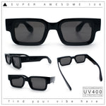 Narrow Rectangle Horn Rim Gentlmanly Thick Beveled Plastic Sunglasses