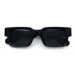 Narrow Rectangle Horn Rim Gentlmanly Thick Beveled Plastic Sunglasses