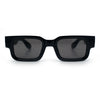 Narrow Rectangle Horn Rim Gentlmanly Thick Beveled Plastic Sunglasses