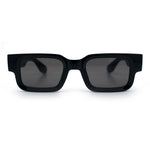 Narrow Rectangle Horn Rim Gentlmanly Thick Beveled Plastic Sunglasses