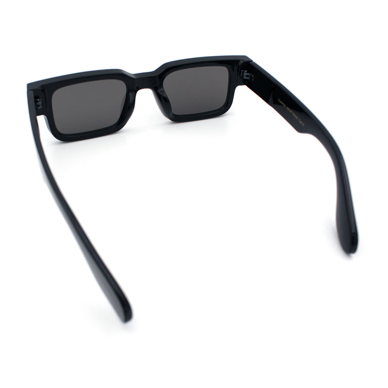 Narrow Rectangle Horn Rim Gentlmanly Thick Beveled Plastic Sunglasses
