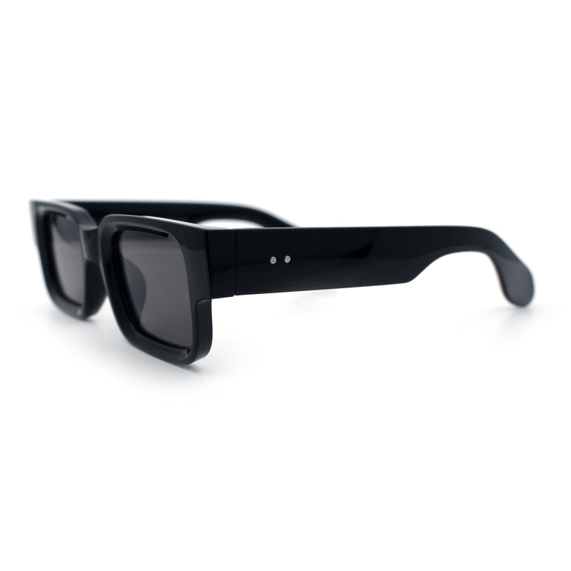 Narrow Rectangle Horn Rim Gentlmanly Thick Beveled Plastic Sunglasses