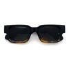 Narrow Rectangle Horn Rim Gentlmanly Thick Beveled Plastic Sunglasses