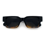 Narrow Rectangle Horn Rim Gentlmanly Thick Beveled Plastic Sunglasses