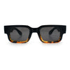 Narrow Rectangle Horn Rim Gentlmanly Thick Beveled Plastic Sunglasses
