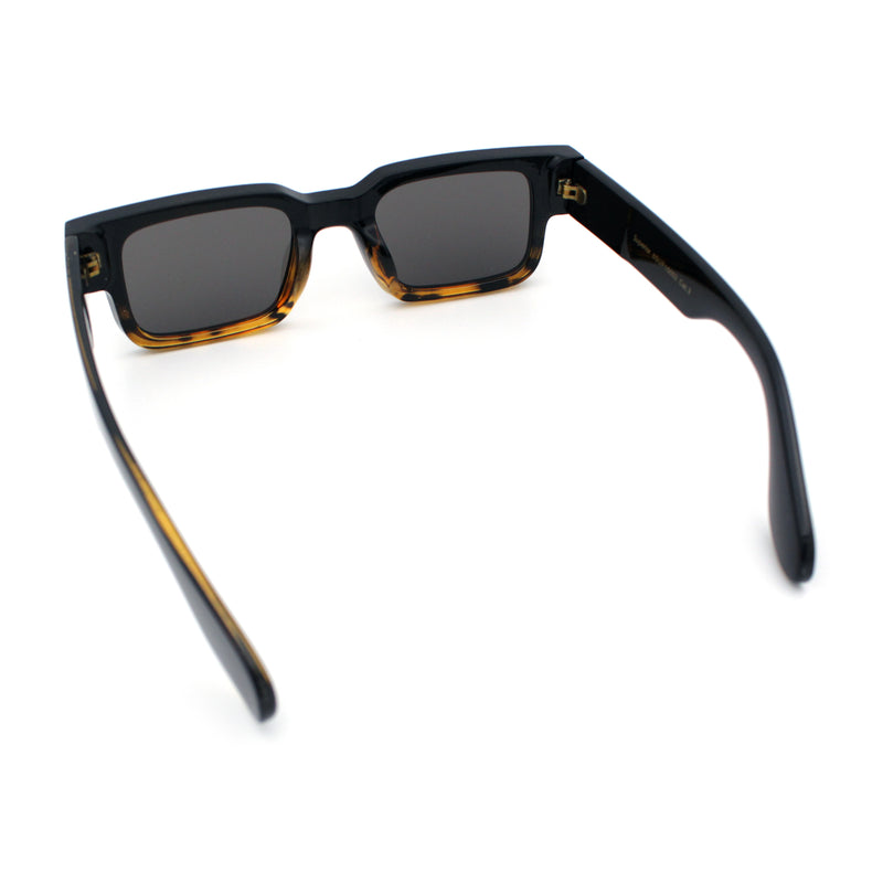 Narrow Rectangle Horn Rim Gentlmanly Thick Beveled Plastic Sunglasses