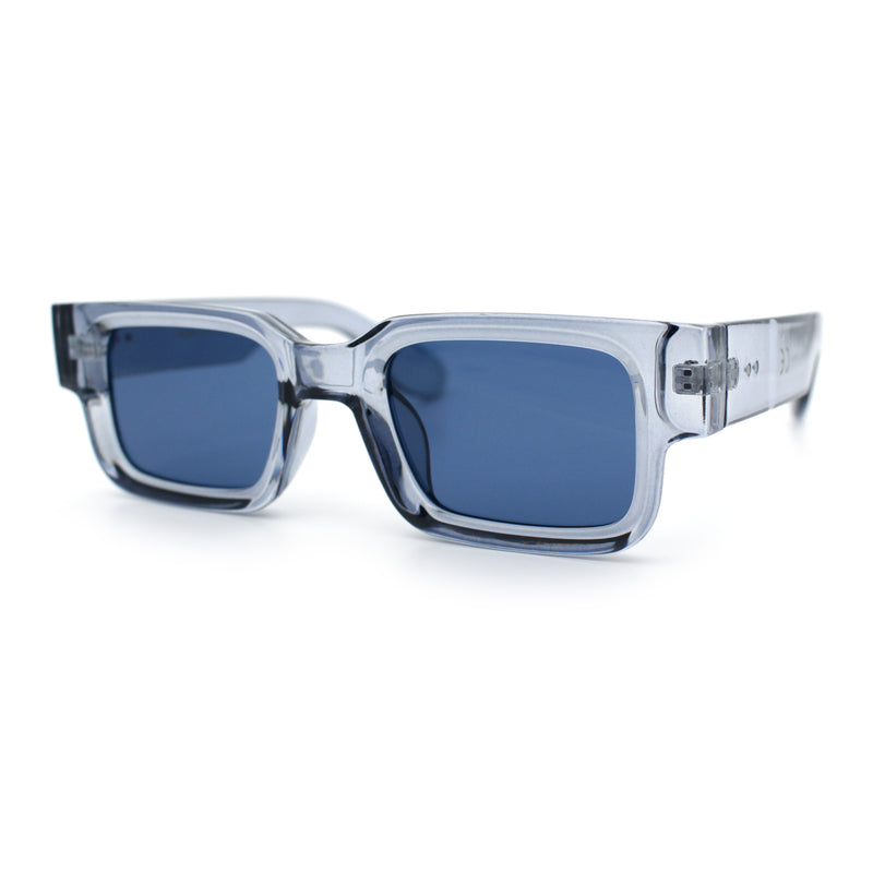 Narrow Rectangle Horn Rim Gentlmanly Thick Beveled Plastic Sunglasses