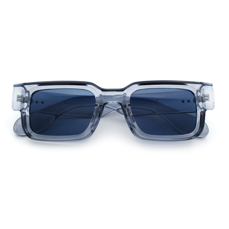 Narrow Rectangle Horn Rim Gentlmanly Thick Beveled Plastic Sunglasses