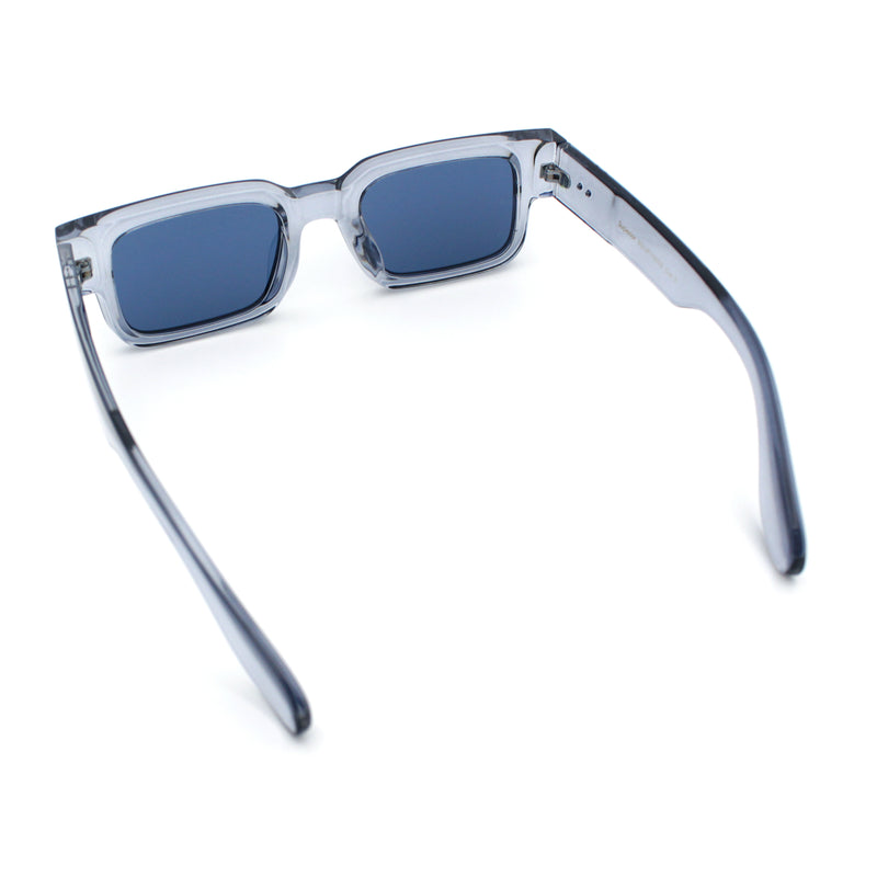 Narrow Rectangle Horn Rim Gentlmanly Thick Beveled Plastic Sunglasses
