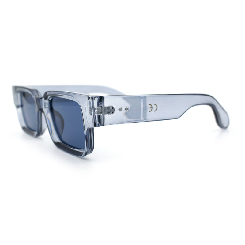 Narrow Rectangle Horn Rim Gentlmanly Thick Beveled Plastic Sunglasses