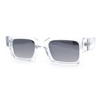 Narrow Rectangle Horn Rim Gentlmanly Thick Beveled Plastic Sunglasses