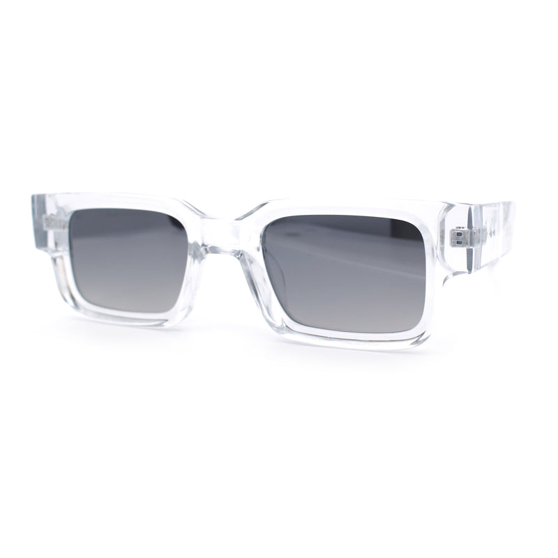 Narrow Rectangle Horn Rim Gentlmanly Thick Beveled Plastic Sunglasses